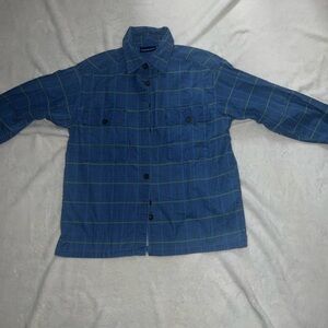 Men's Blue Plaid Shirt Jacket